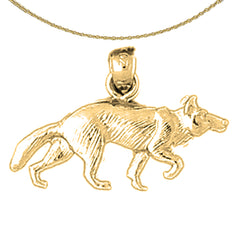 10K, 14K or 18K Gold Wolf Pendant