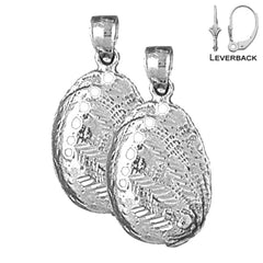 Sterling Silver 28mm Shell Earrings (White or Yellow Gold Plated)