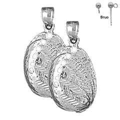 Sterling Silver 28mm Shell Earrings (White or Yellow Gold Plated)