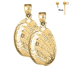 Sterling Silver 28mm Shell Earrings (White or Yellow Gold Plated)
