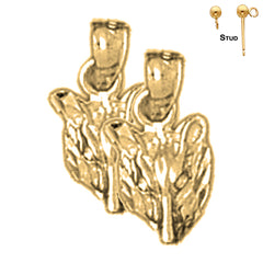 14K or 18K Gold Wolf Earrings