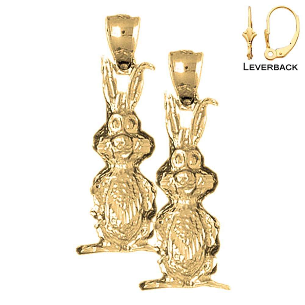 14K oder 18K Gold 35mm Kaninchen Ohrringe