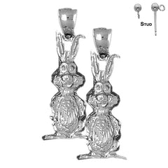 Sterling Silver 35mm Rabbit Earrings (White or Yellow Gold Plated)