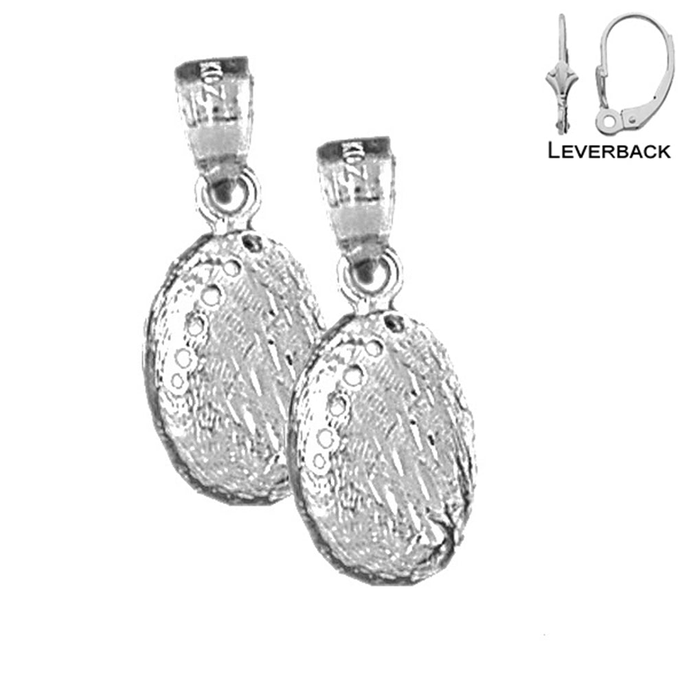 Pendientes de concha de plata de ley de 23 mm (chapados en oro blanco o amarillo)