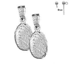 Pendientes de concha de plata de ley de 23 mm (chapados en oro blanco o amarillo)