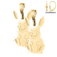 Sterling Silver 33mm Rabbit Earrings (White or Yellow Gold Plated)