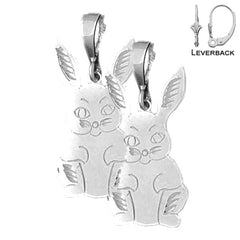 Sterling Silver 33mm Rabbit Earrings (White or Yellow Gold Plated)