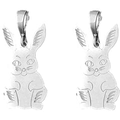 Sterling Silver 33mm Rabbit Earrings