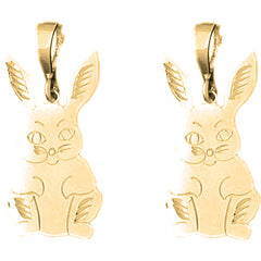 Yellow Gold-plated Silver 33mm Rabbit Earrings