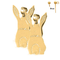Pendientes de conejo de plata de ley de 27 mm (chapados en oro blanco o amarillo)