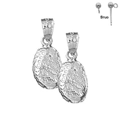 Pendientes de concha de plata de ley de 21 mm (chapados en oro blanco o amarillo)