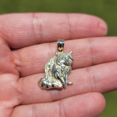 10K, 14K or 18K Gold Raccoon Pendant