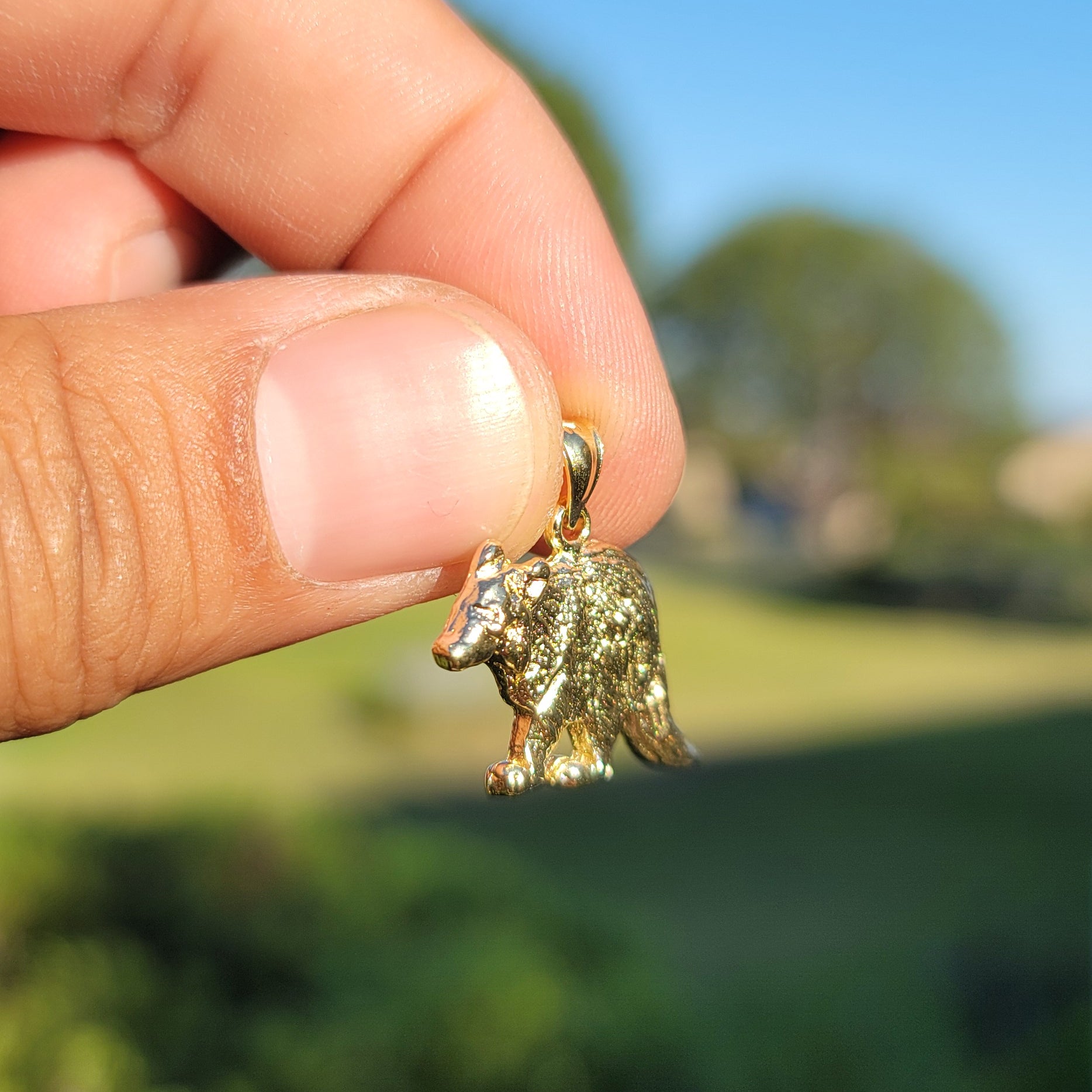 10K, 14K or 18K Gold Raccoon Pendant