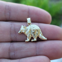 10K, 14K or 18K Gold Raccoon Pendant