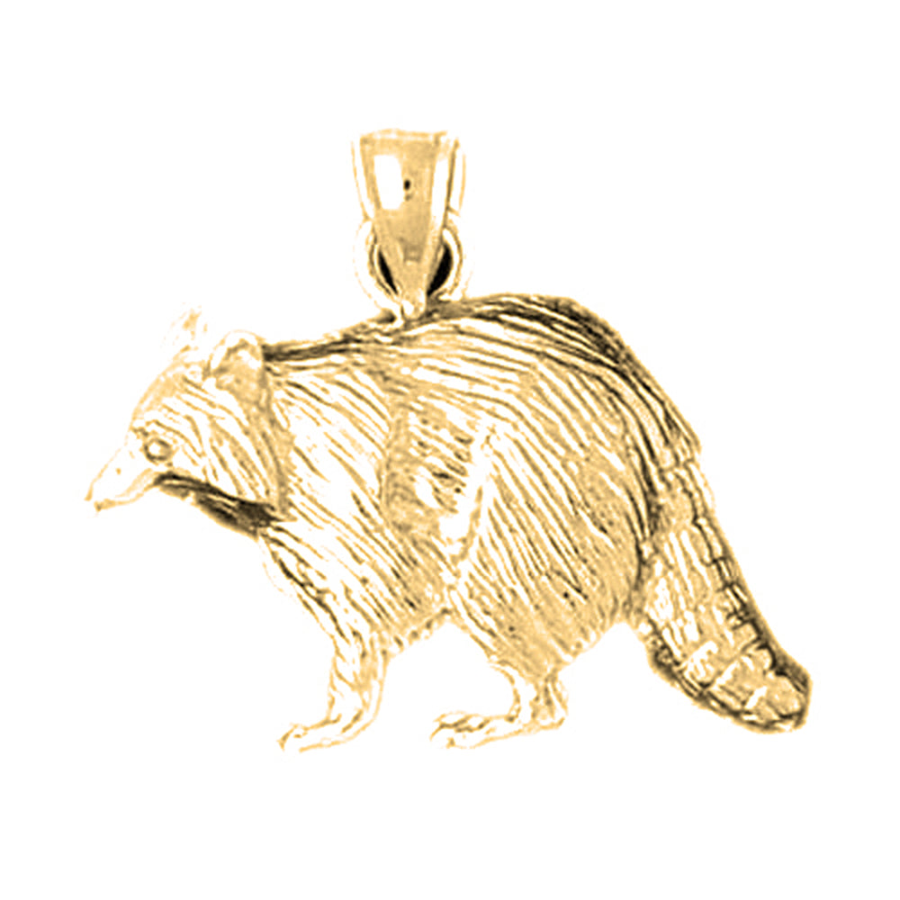 10K, 14K or 18K Gold Raccoon Pendant