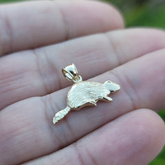 14K or 18K Gold Beaver Pendant