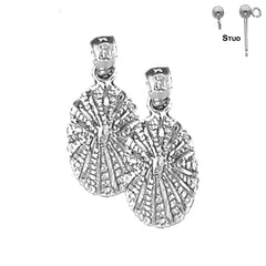 Sterling Silver 21mm Shell Earrings (White or Yellow Gold Plated)