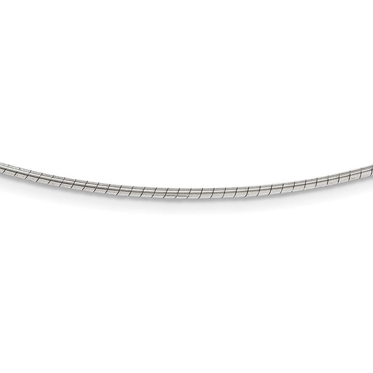 14K White Gold 1.2mm Detachable Clasp Omega Chain