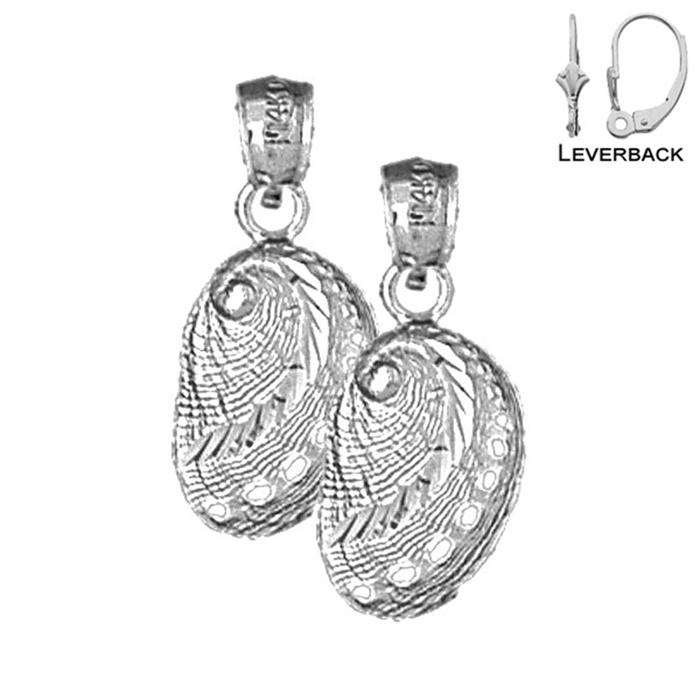 Sterling Silver 23mm Shell Earrings (White or Yellow Gold Plated)