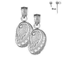 Sterling Silver 23mm Shell Earrings (White or Yellow Gold Plated)