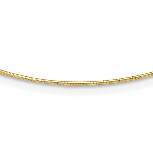 14K Yellow Gold 1MM Round Detachable clasp Omega Chain