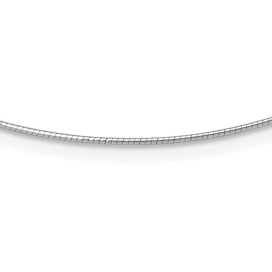 14K White Gold 1MM Round Detachable clasp Omega Chain