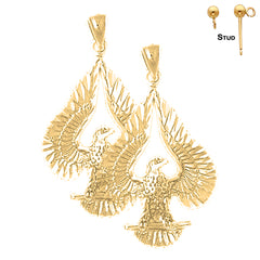 Sterling Silver 34mm Eagle Earrings (White or Yellow Gold Plated)
