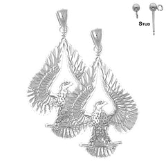 Sterling Silver 34mm Eagle Earrings (White or Yellow Gold Plated)