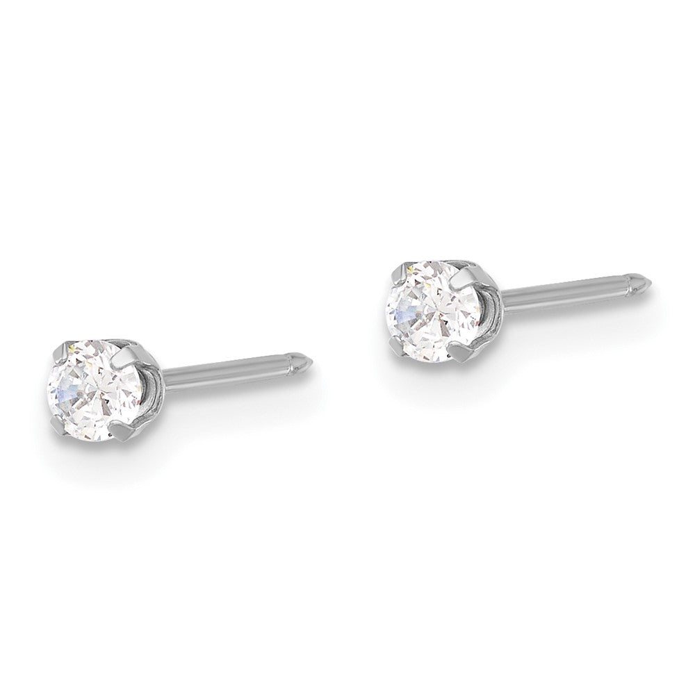 Inverness 14K White Gold 3mm CZ Long Post Earrings