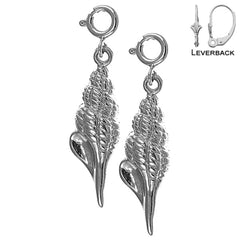 Sterling Silver 29mm Conch Shell Earrings (White or Yellow Gold Plated)