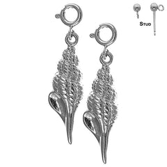 Sterling Silver 29mm Conch Shell Earrings (White or Yellow Gold Plated)