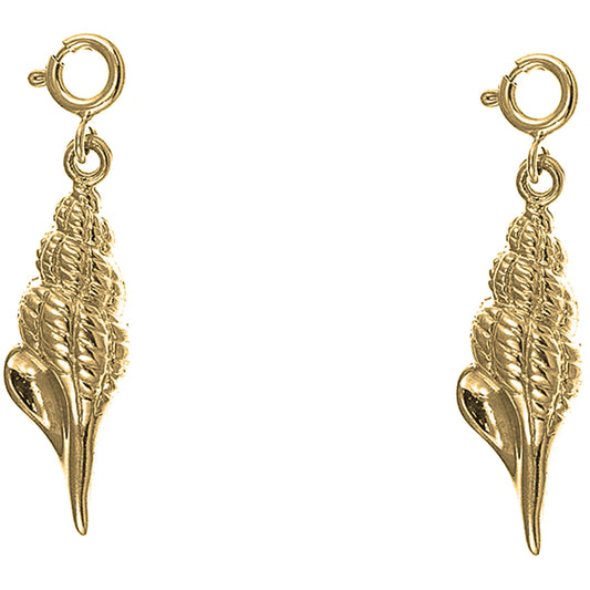 Yellow Gold-plated Silver 29mm Conch Shell Earrings