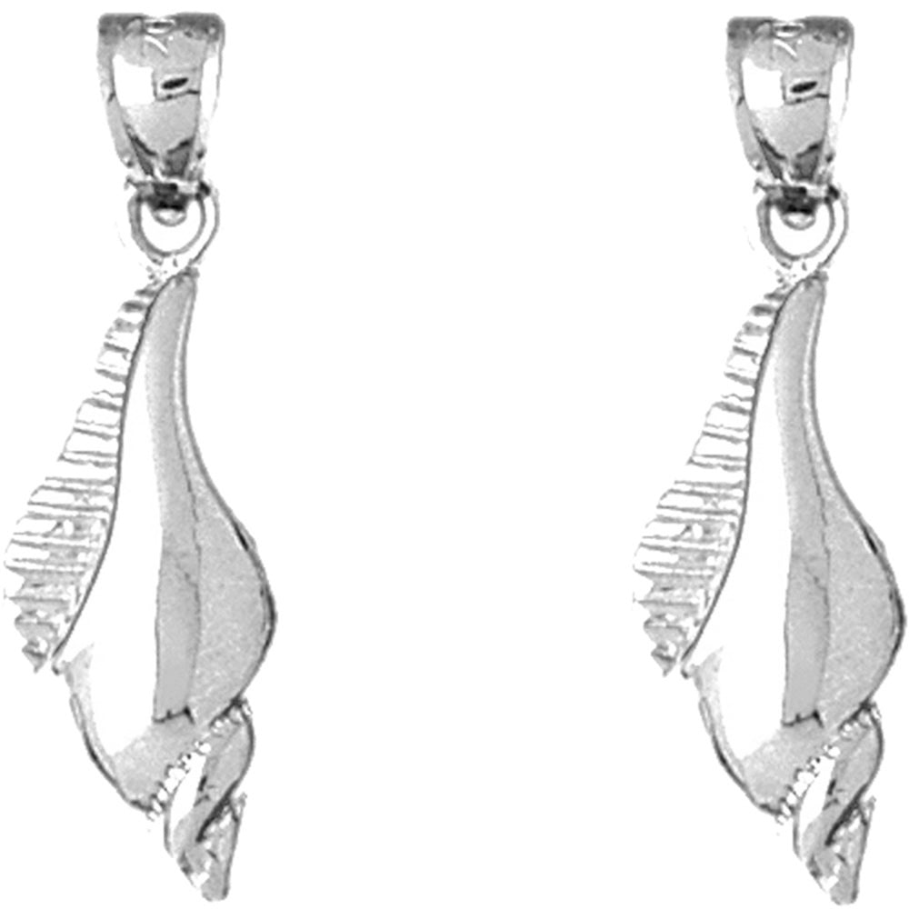 Sterling Silver 30mm Conch Shell Earrings