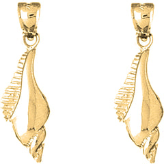 Yellow Gold-plated Silver 30mm Conch Shell Earrings