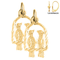 Sterling Silver 20mm Parrot Earrings (White or Yellow Gold Plated)