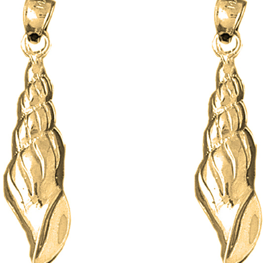 Yellow Gold-plated Silver 35mm Conch Shell Earrings