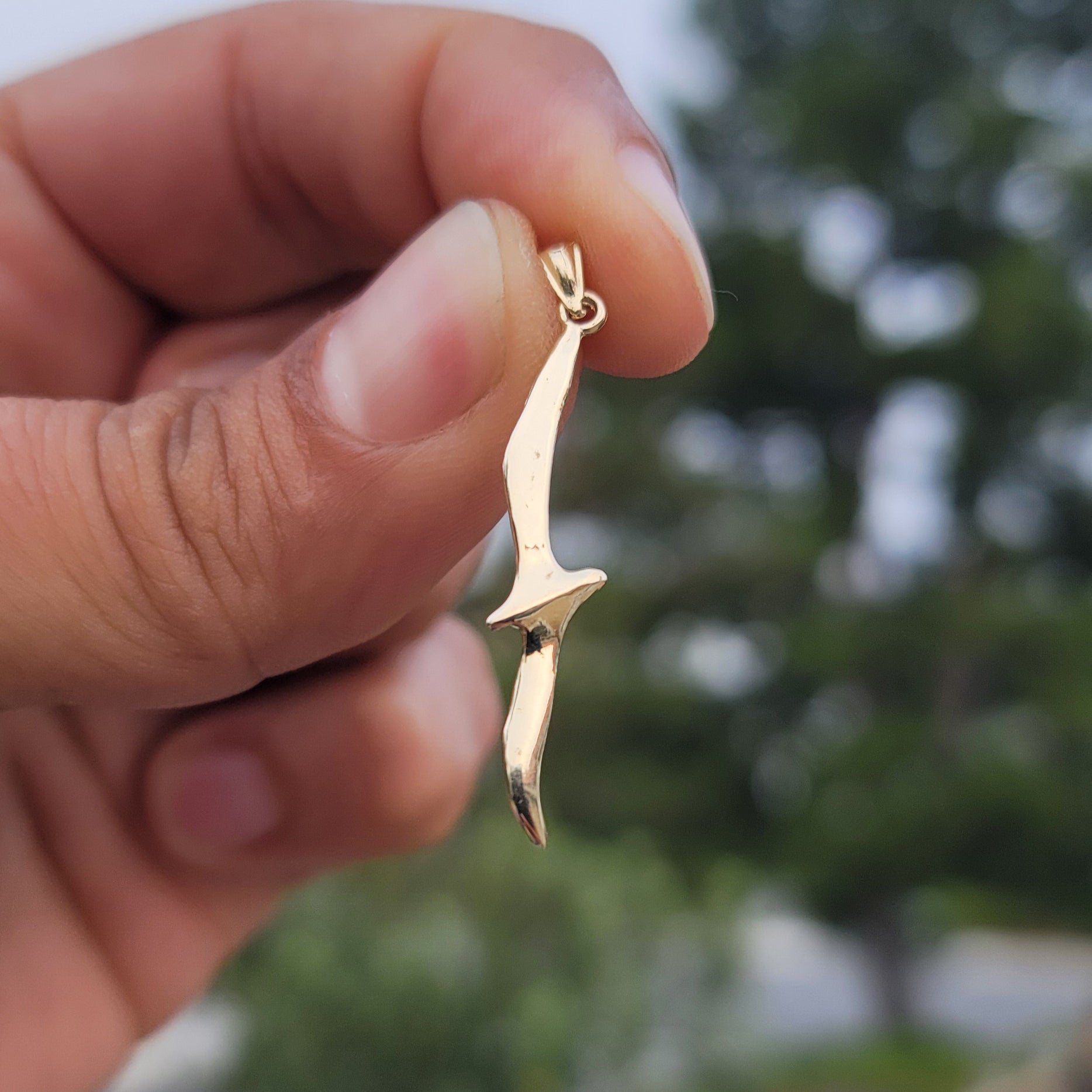 14K or 18K Gold 3D Seagull Bird Pendant