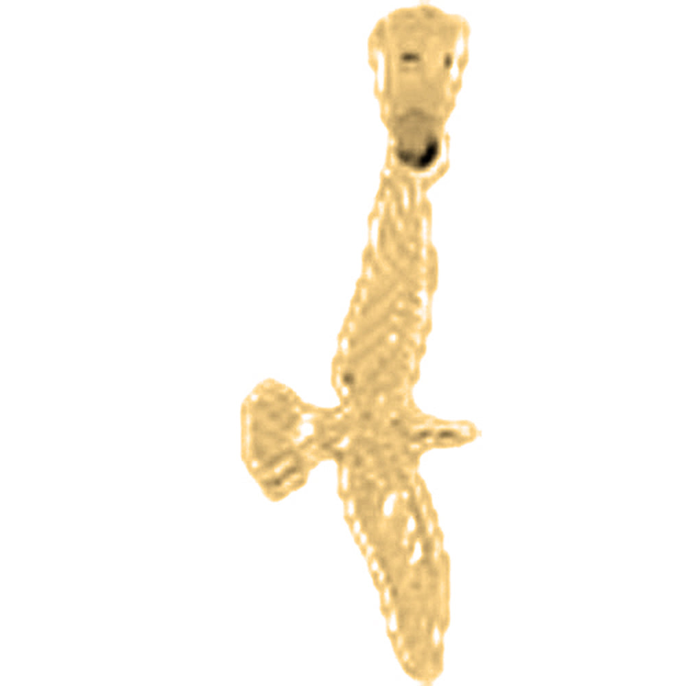 14K or 18K Gold 3D Seagull Pendant