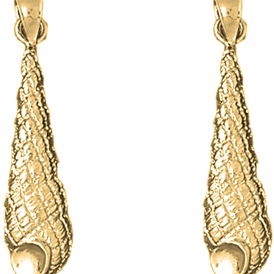 Yellow Gold-plated Silver 34mm Conch Shell Earrings
