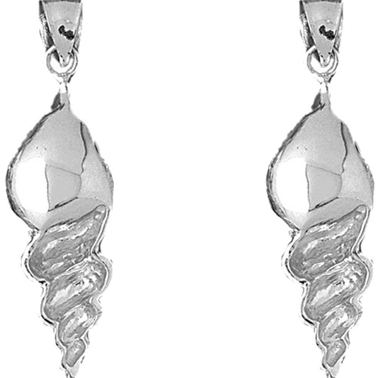 Sterling Silver 43mm Conch Shell Earrings