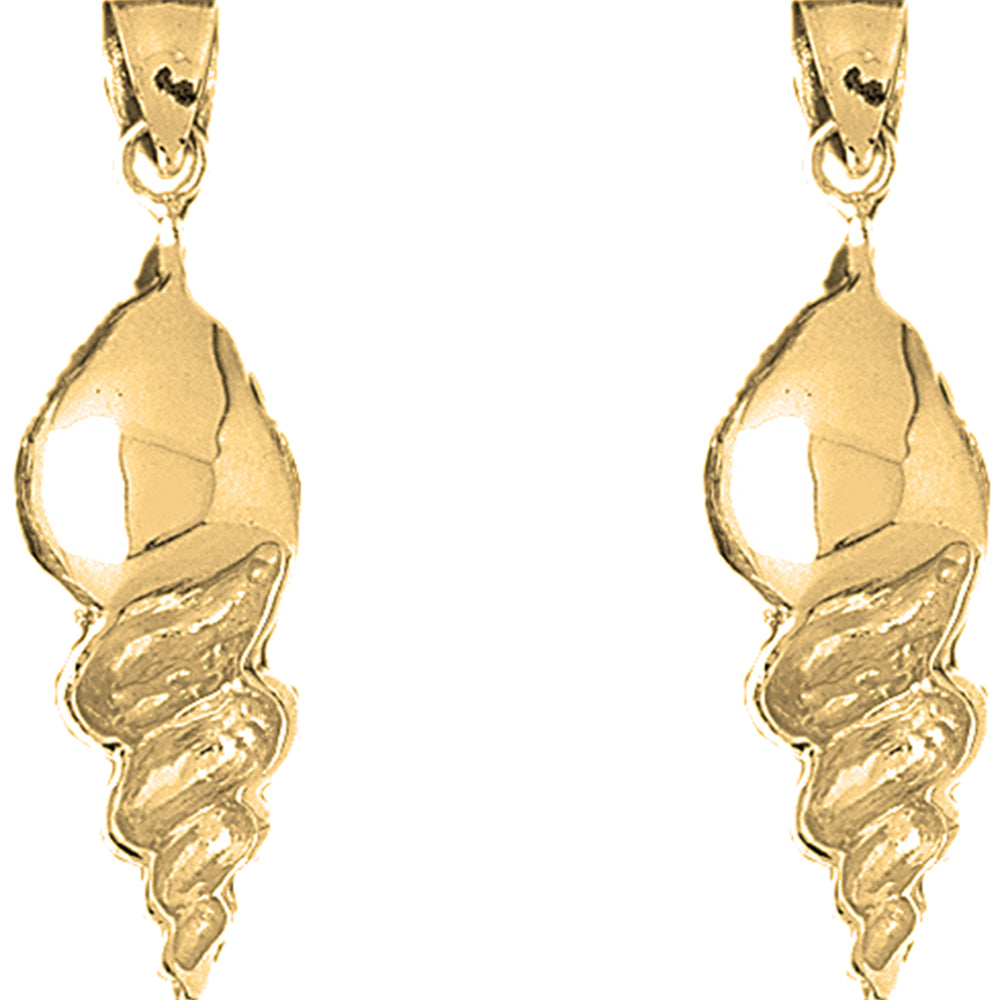 Yellow Gold-plated Silver 43mm Conch Shell Earrings