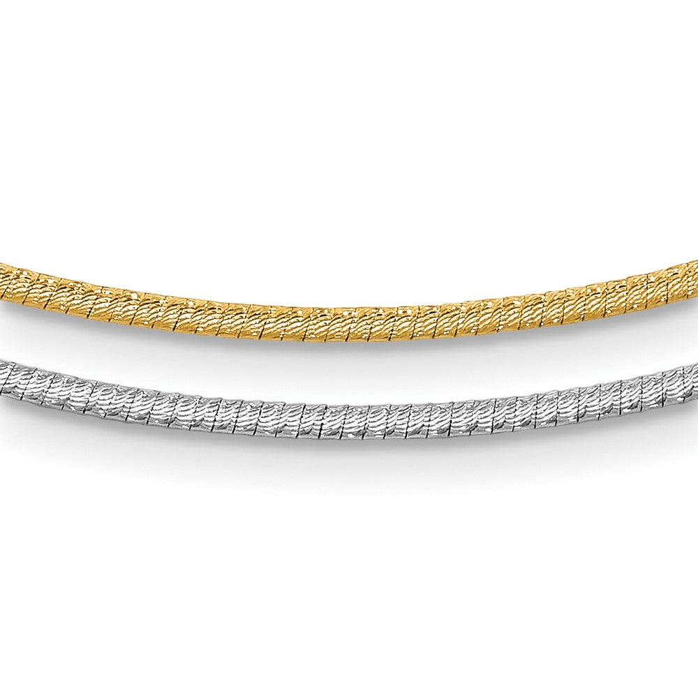 14K Two-Tone Gold Diamond-cut Reversible 2mm Adjustable Omega Chain