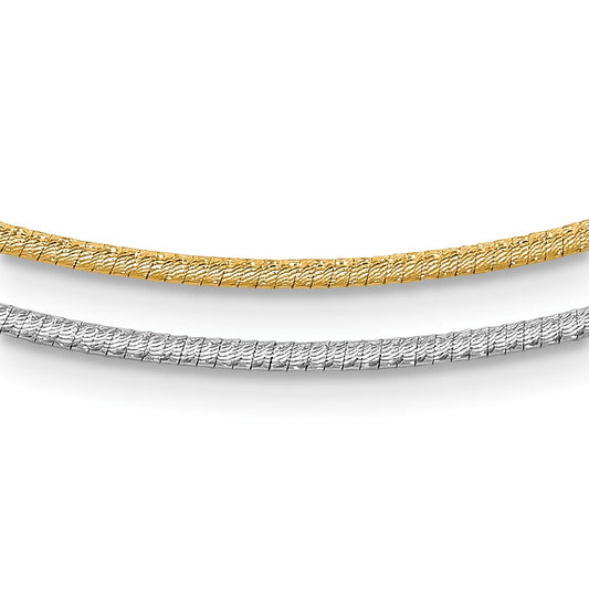 14K Two-Tone Gold Diamond-cut Reversible 2mm Adjustable Omega Chain