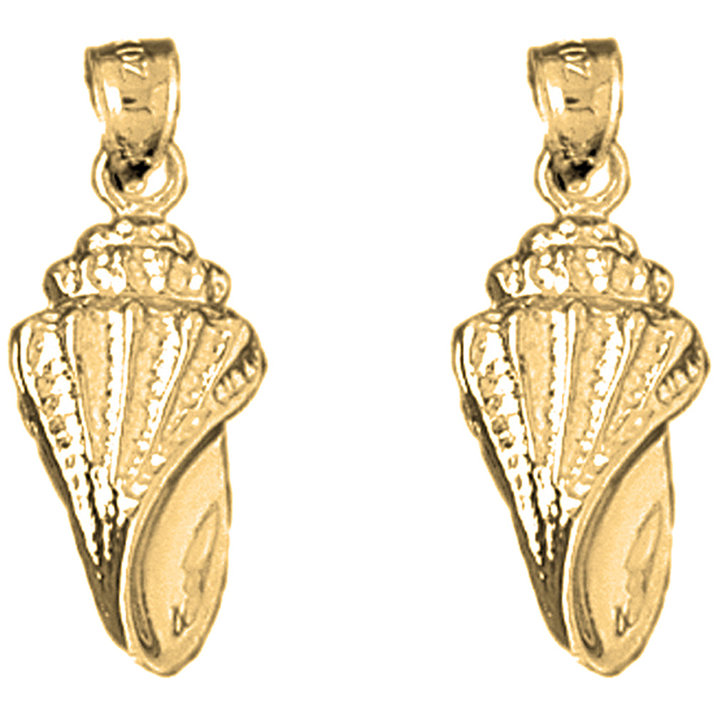 Yellow Gold-plated Silver 25mm Conch Shell Earrings