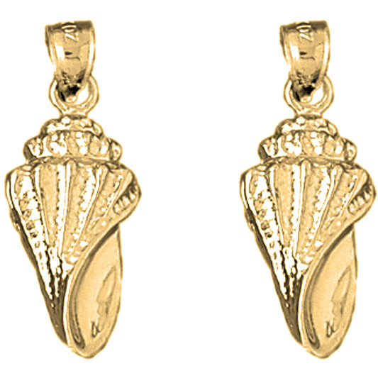 14K or 18K Gold 25mm Conch Shell Earrings