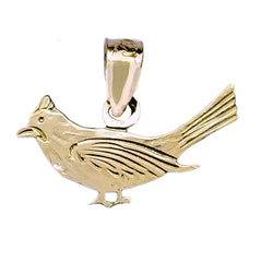 Sterling Silver Cardinal Bird Pendant (Rhodium or Yellow Gold-plated)