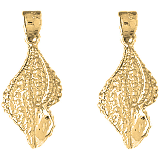 Yellow Gold-plated Silver 24mm Conch Shell Earrings