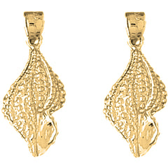 Yellow Gold-plated Silver 24mm Conch Shell Earrings