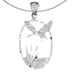 10K, 14K or 18K Gold Flying Duck and Cattails Pendant
