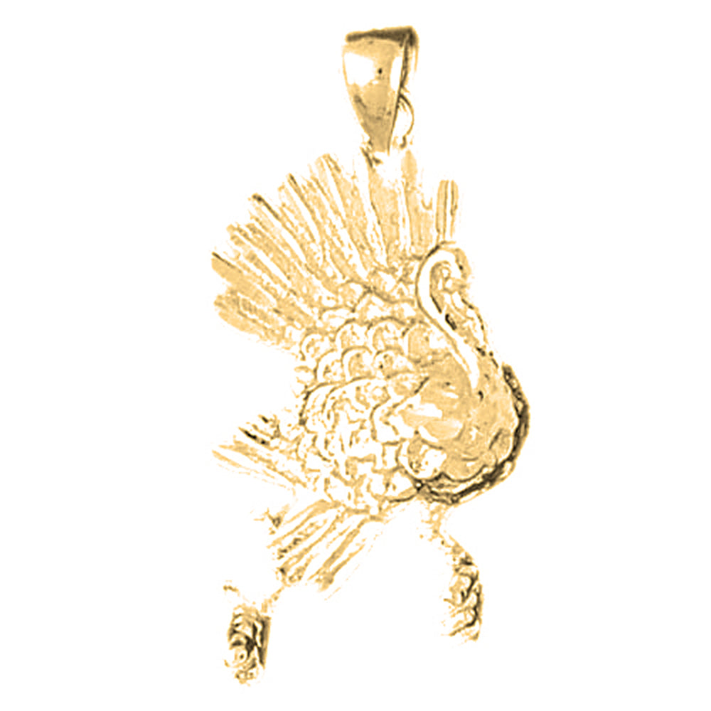 10K, 14K or 18K Gold Turkey Pendant